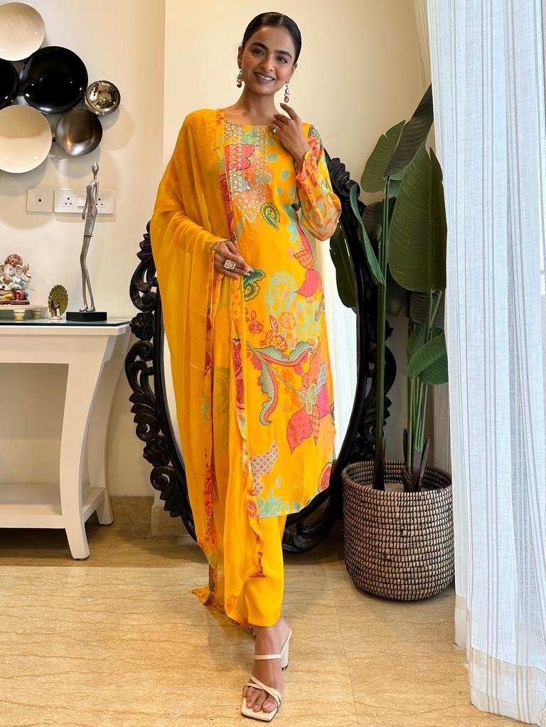 Bright Yellow Floral Chinnon Set - Image 5