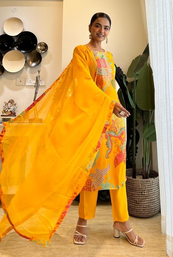 Bright Yellow Floral Chinnon Set - Image 2