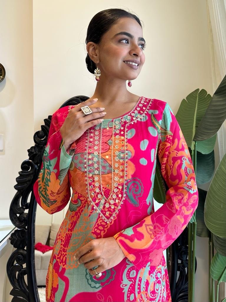 Bright Pink Floral Chinnon Sets - Image 3