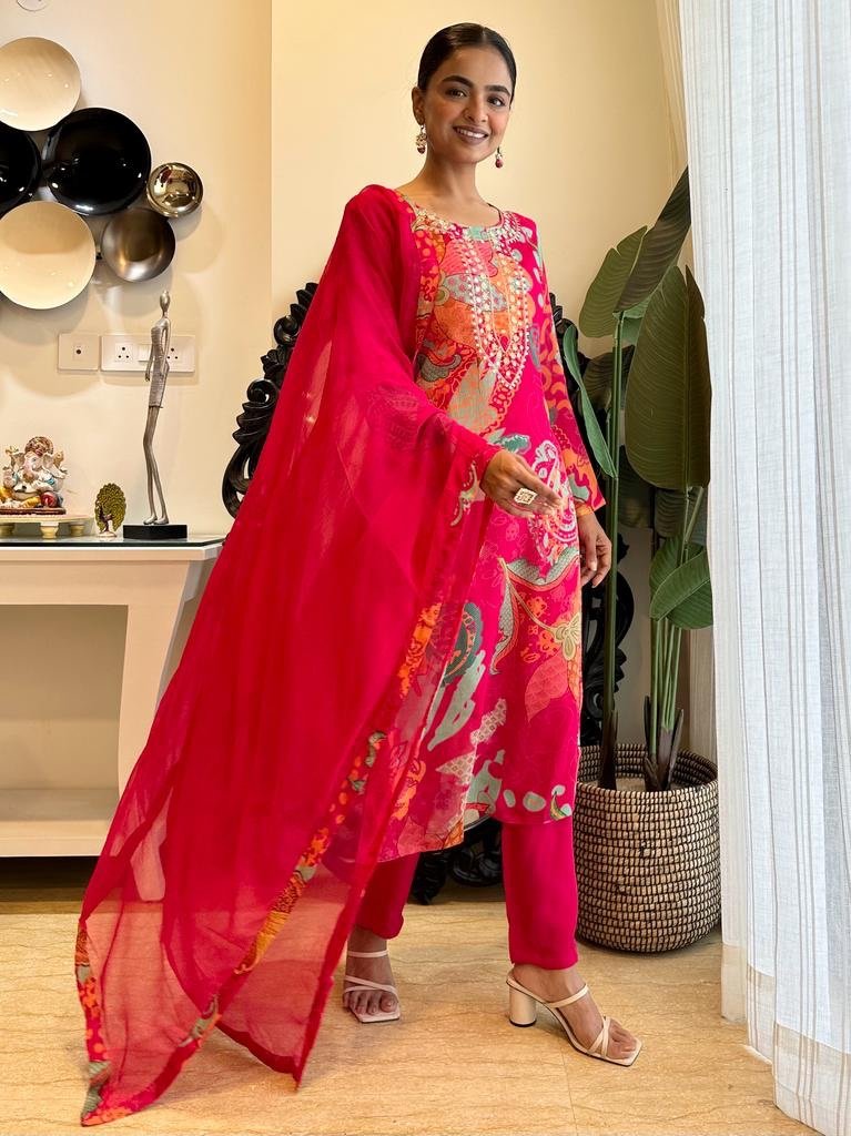 Bright Pink Floral Chinnon Sets - Image 6
