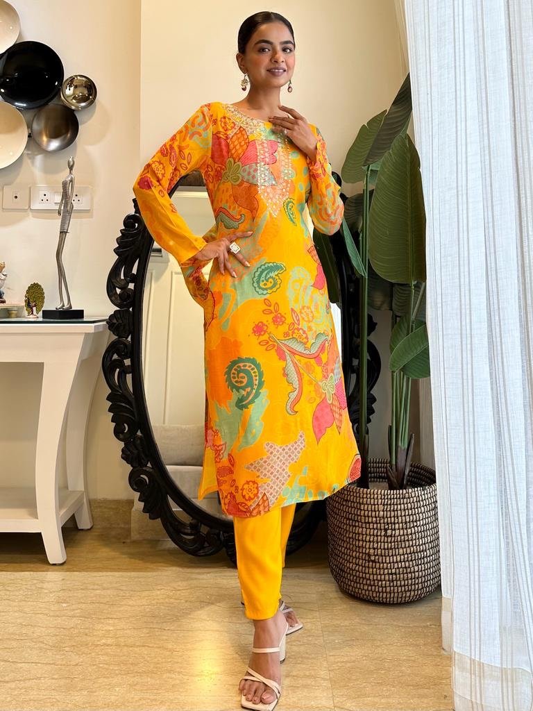 Bright Yellow Floral Chinnon Set - Image 4
