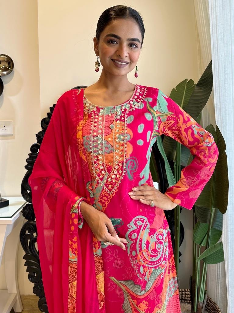 Bright Pink Floral Chinnon Sets - Image 5
