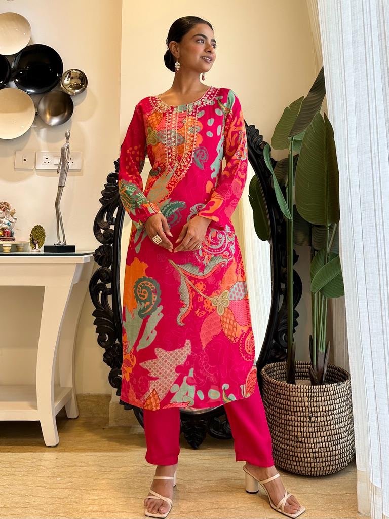 Bright Pink Floral Chinnon Sets - Image 4