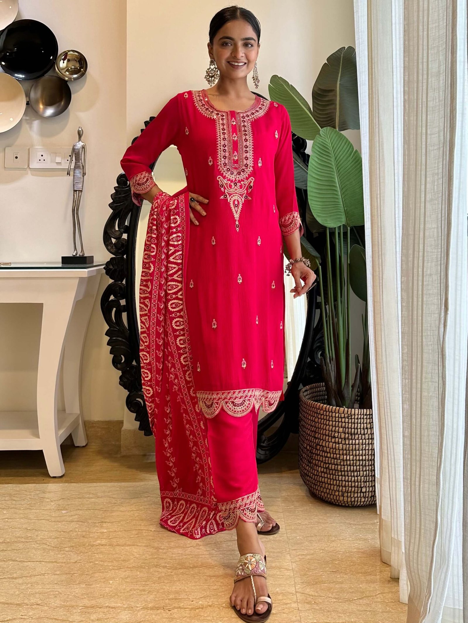 Noor Georgette Set - Pink - Image 4