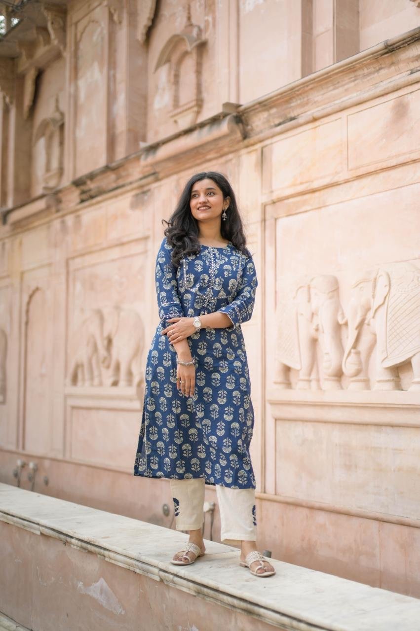 Indigo Patch Pant Set