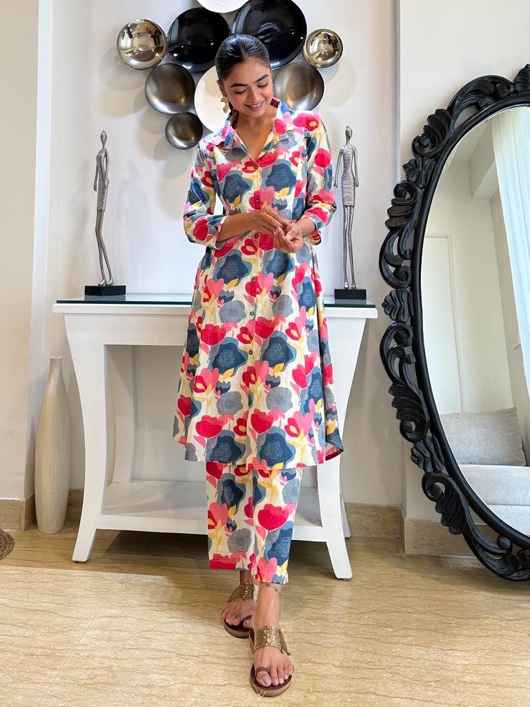 Navy Pink Big Floral Coord Set - Image 4