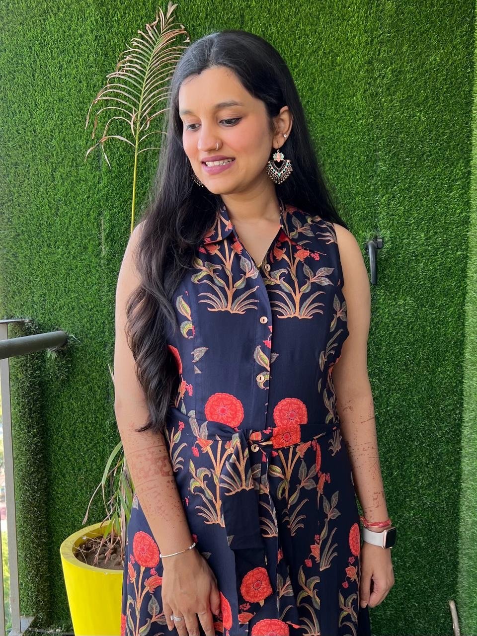Navy Big Boota Dress with Pocket - Image 3