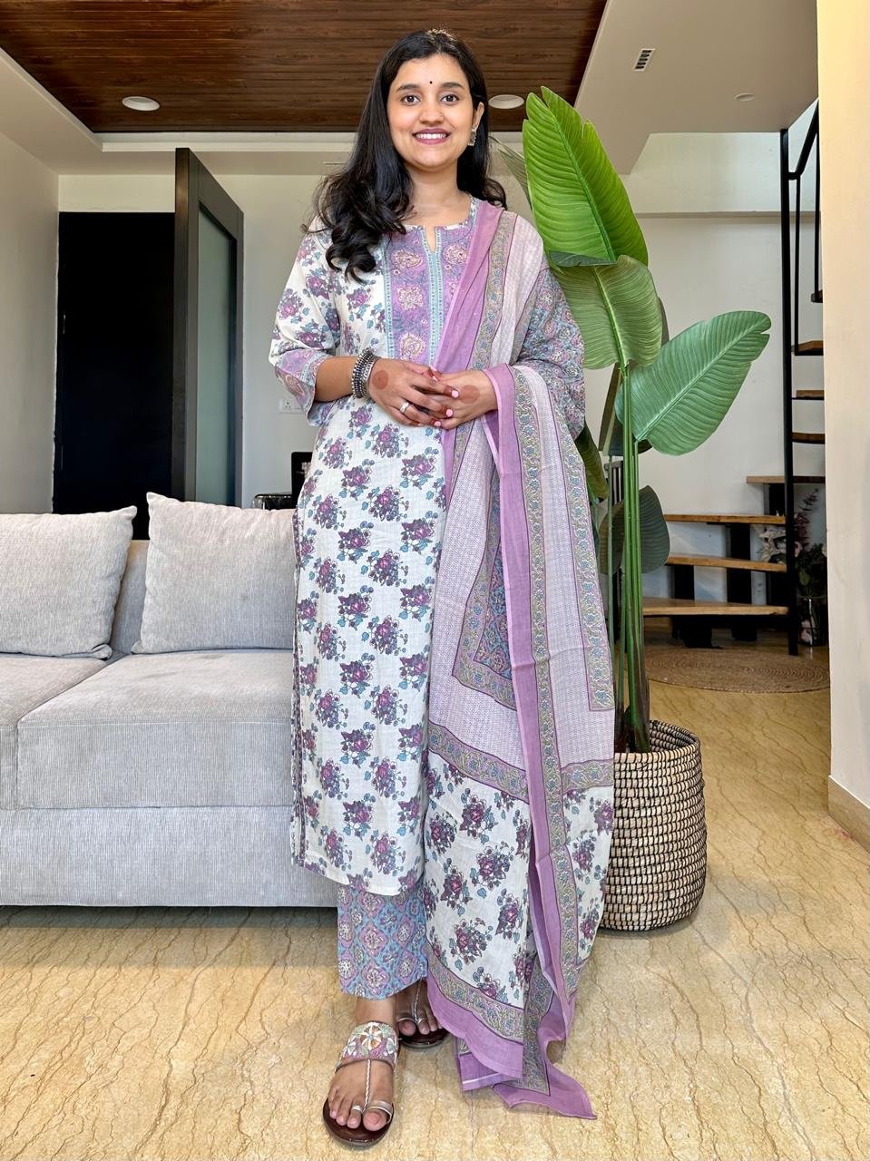 Pastel Lilac Cotton Suit