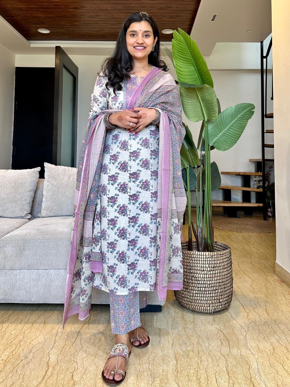 Pastel Lilac Cotton Suit - Image 3