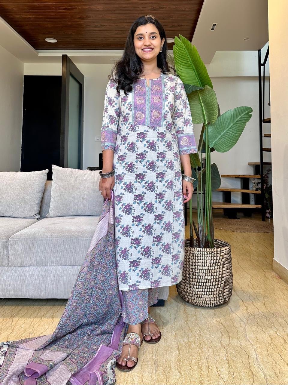 Pastel Lilac Cotton Suit - Image 5