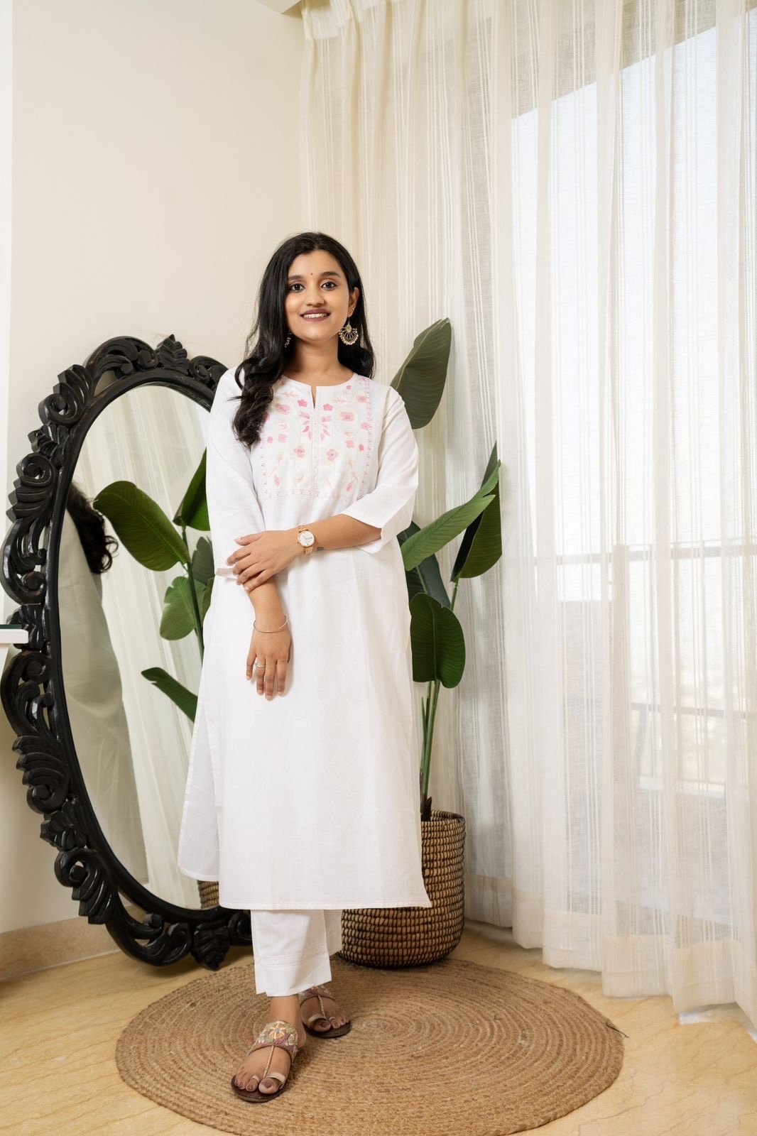 Dreamy White Pant Set- Pink