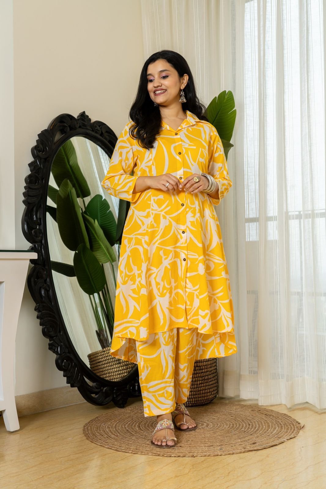 Cotton Coord Set- Bright Yellow - Image 2
