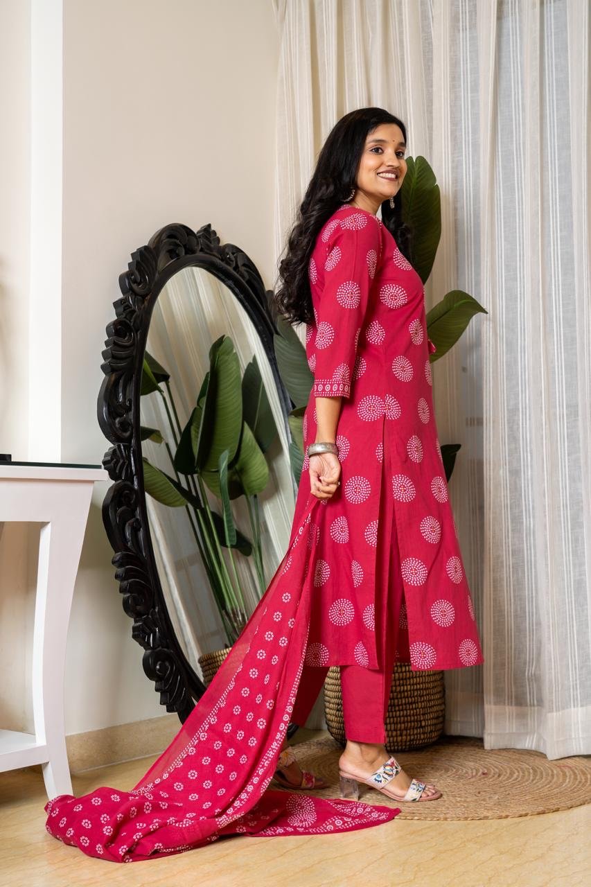 Meera Budget Cotton Suit- Darker Pink - Image 8