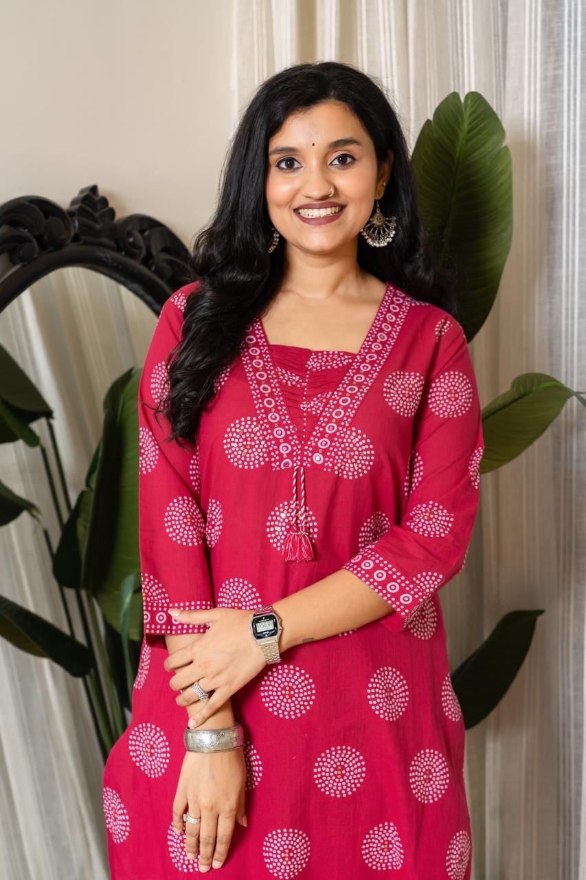 Meera Budget Cotton Suit- Darker Pink - Image 6
