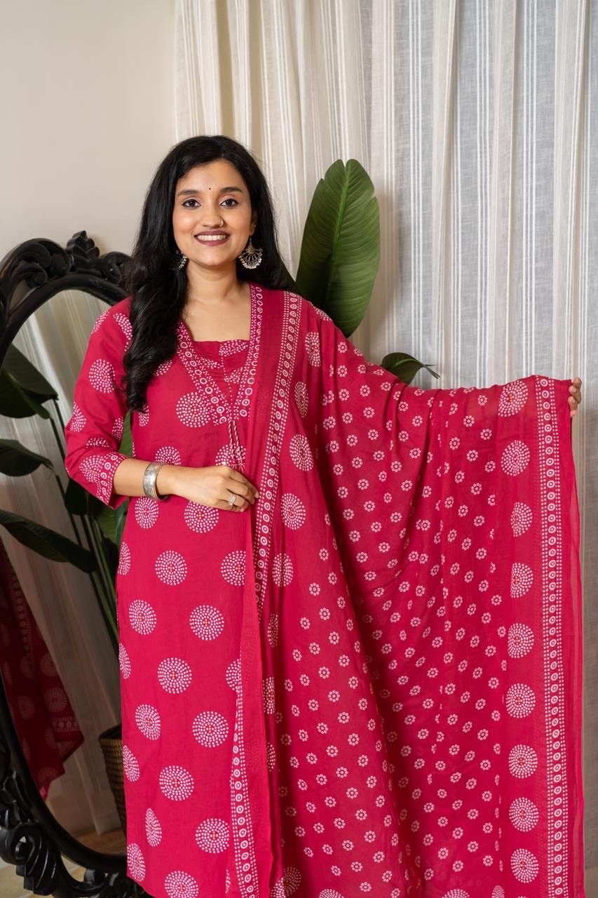 Meera Budget Cotton Suit- Darker Pink - Image 5