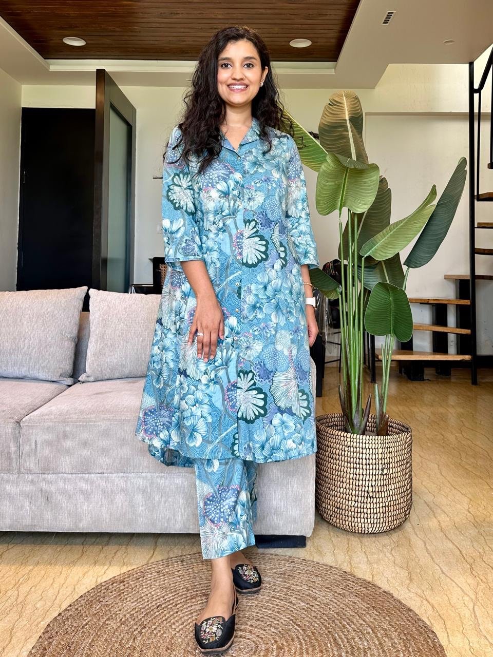Ayna Coord Set- Blue Florals