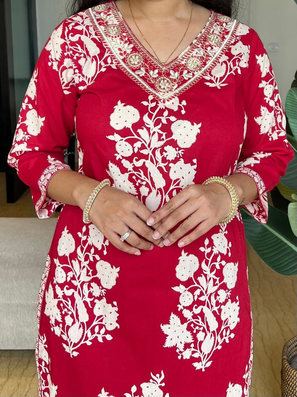Vani Boota Afghan Set- Red - Image 6