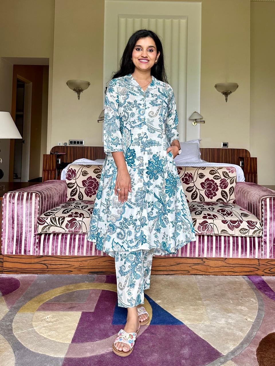 High Low Cotton Coord Set- Fresh Florals