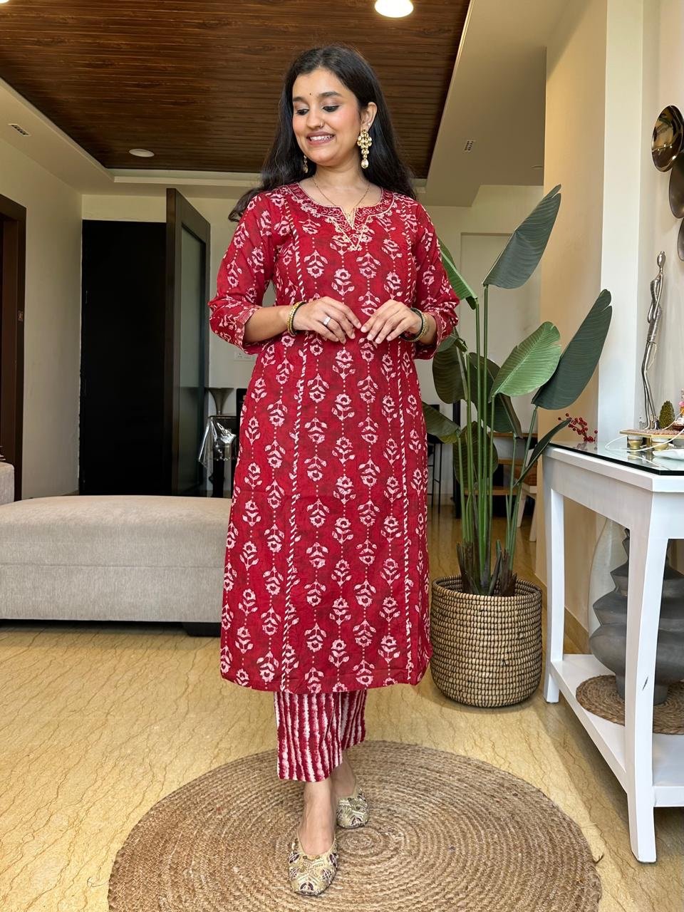 Kiara Batik Cotton Set- Red - Image 5