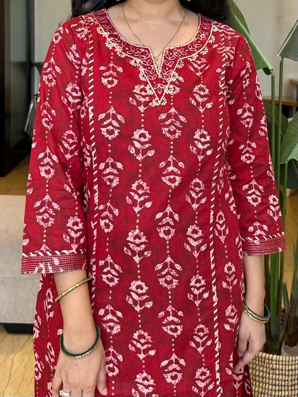 Kiara Batik Cotton Set- Red - Image 6