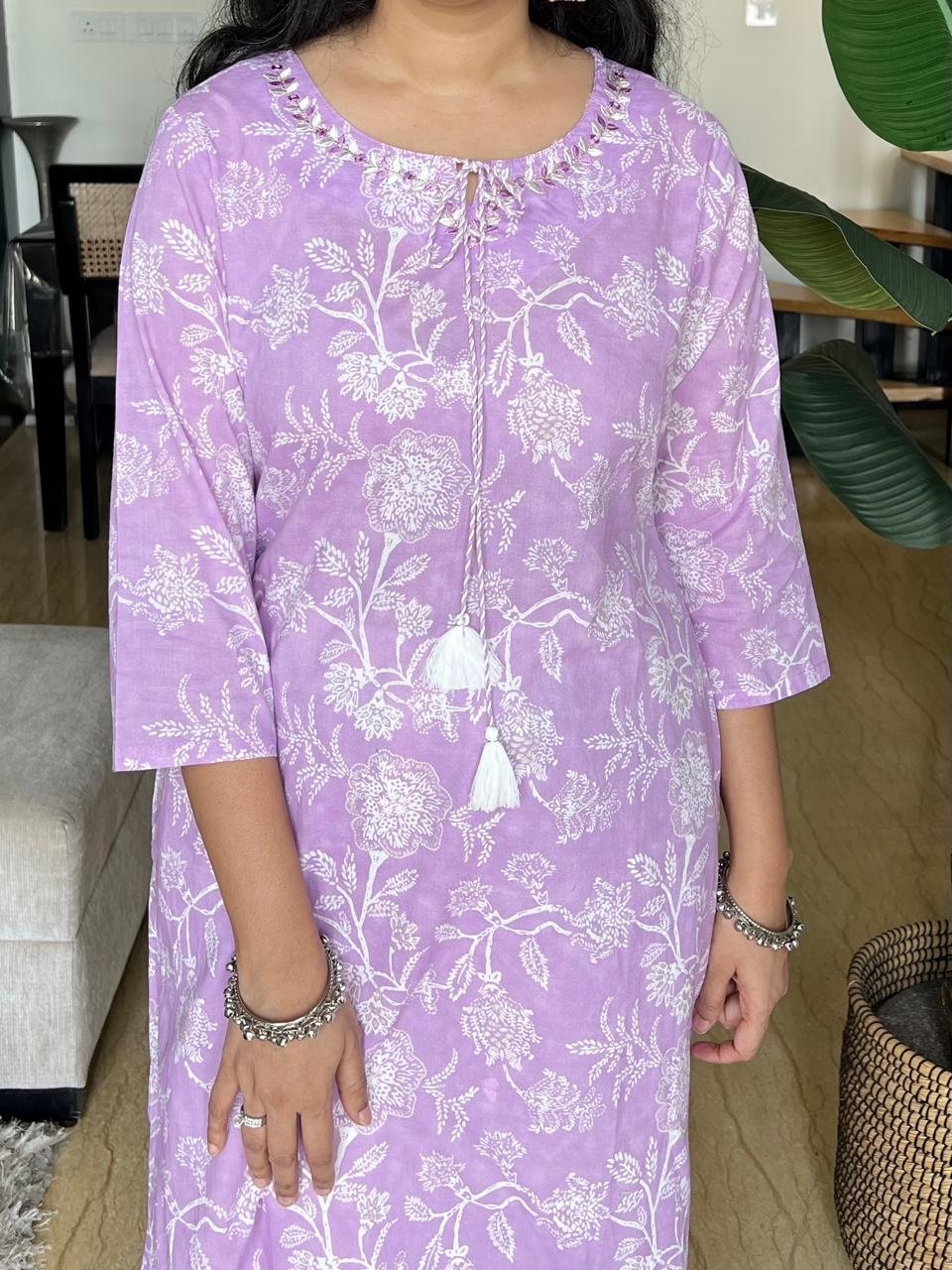 Khushi Everyday Cotton Kurta- Purple - Image 4