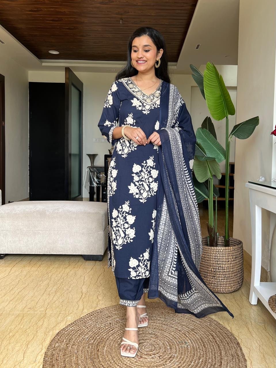 Vani Boota Afghan Sets- Navy Blue - Image 2