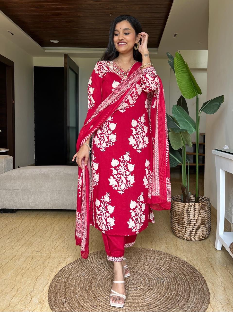 Vani Boota Afghan Set- Red - Image 4