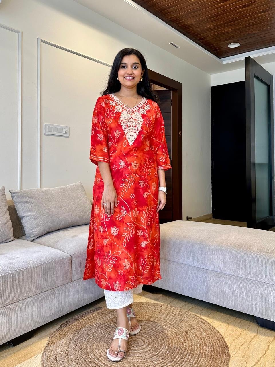 Gulaal Embroidered Kurta- Orange