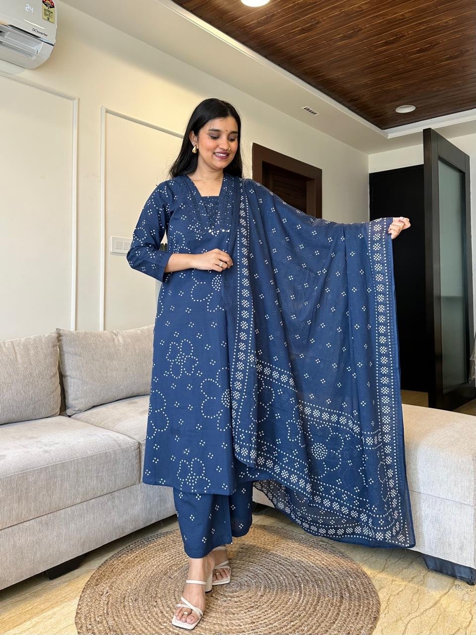Gulshan A-line Palazzo Set- Blue - Image 3