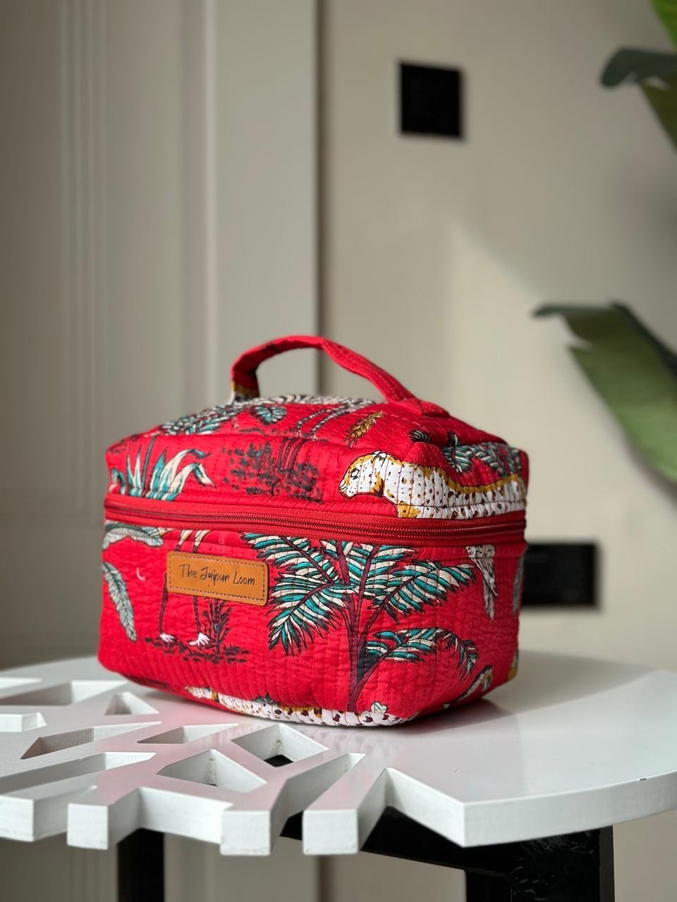 Quilted Vanity Bag- Red Jungle - Image 2