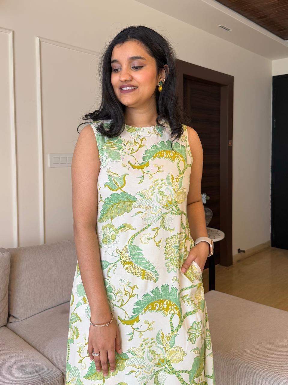 Jasmine Closed Neck Coord Set- Greenery - Image 2