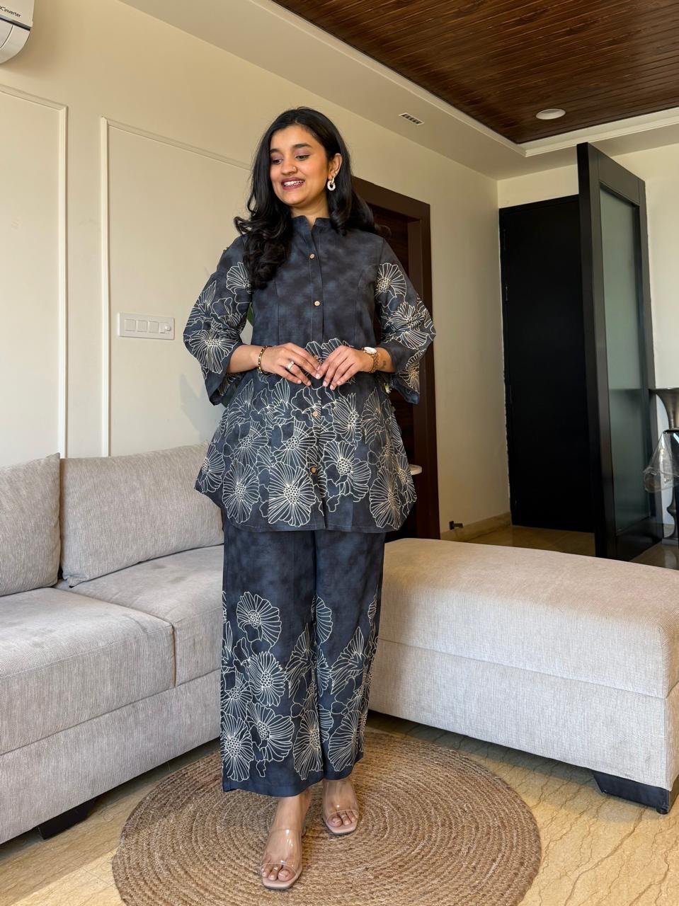 Lamha Digital Print Coord Set- Navy Mix - Image 3