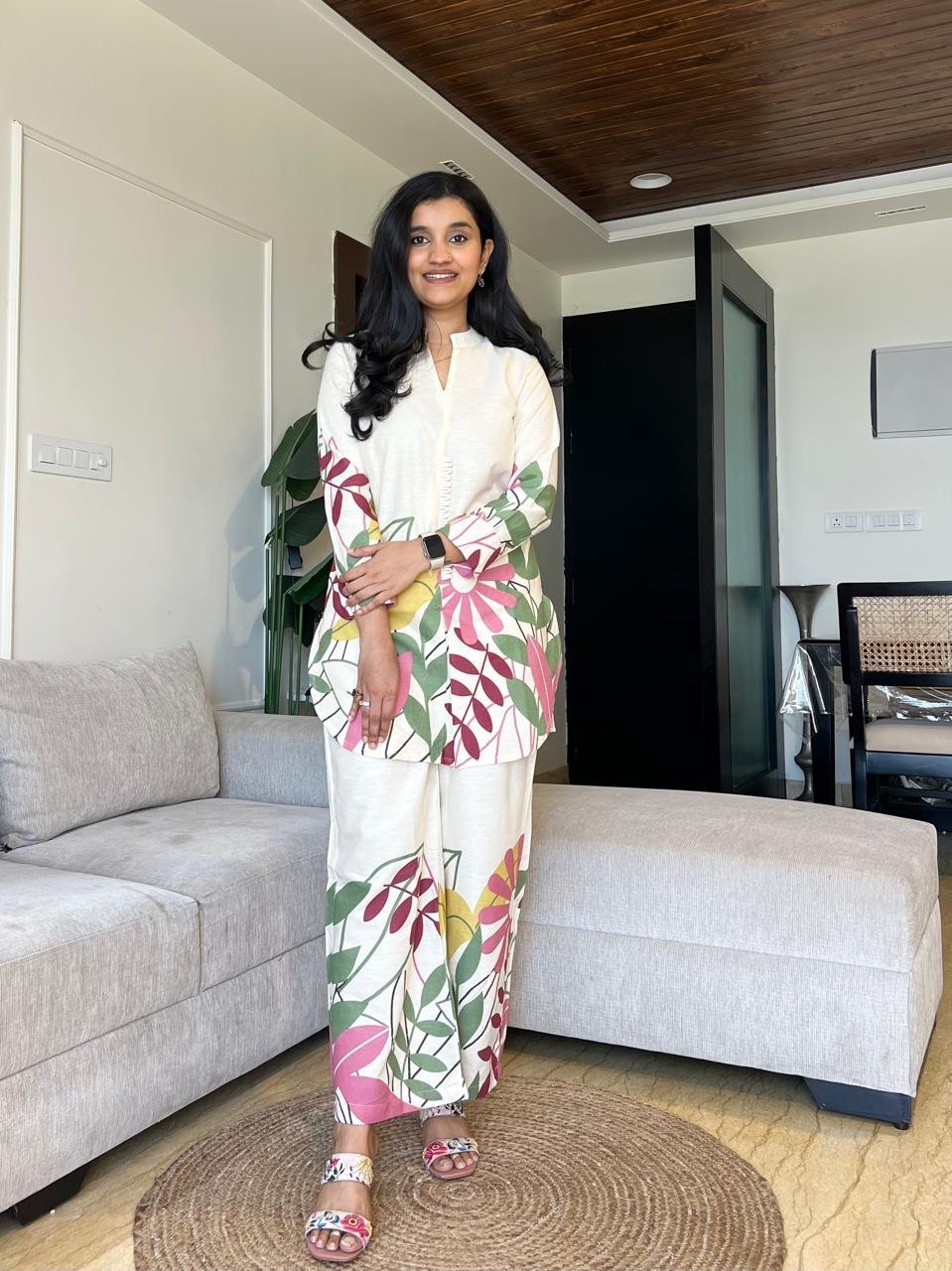 Saba Classy Printed Coord Set- Pinks