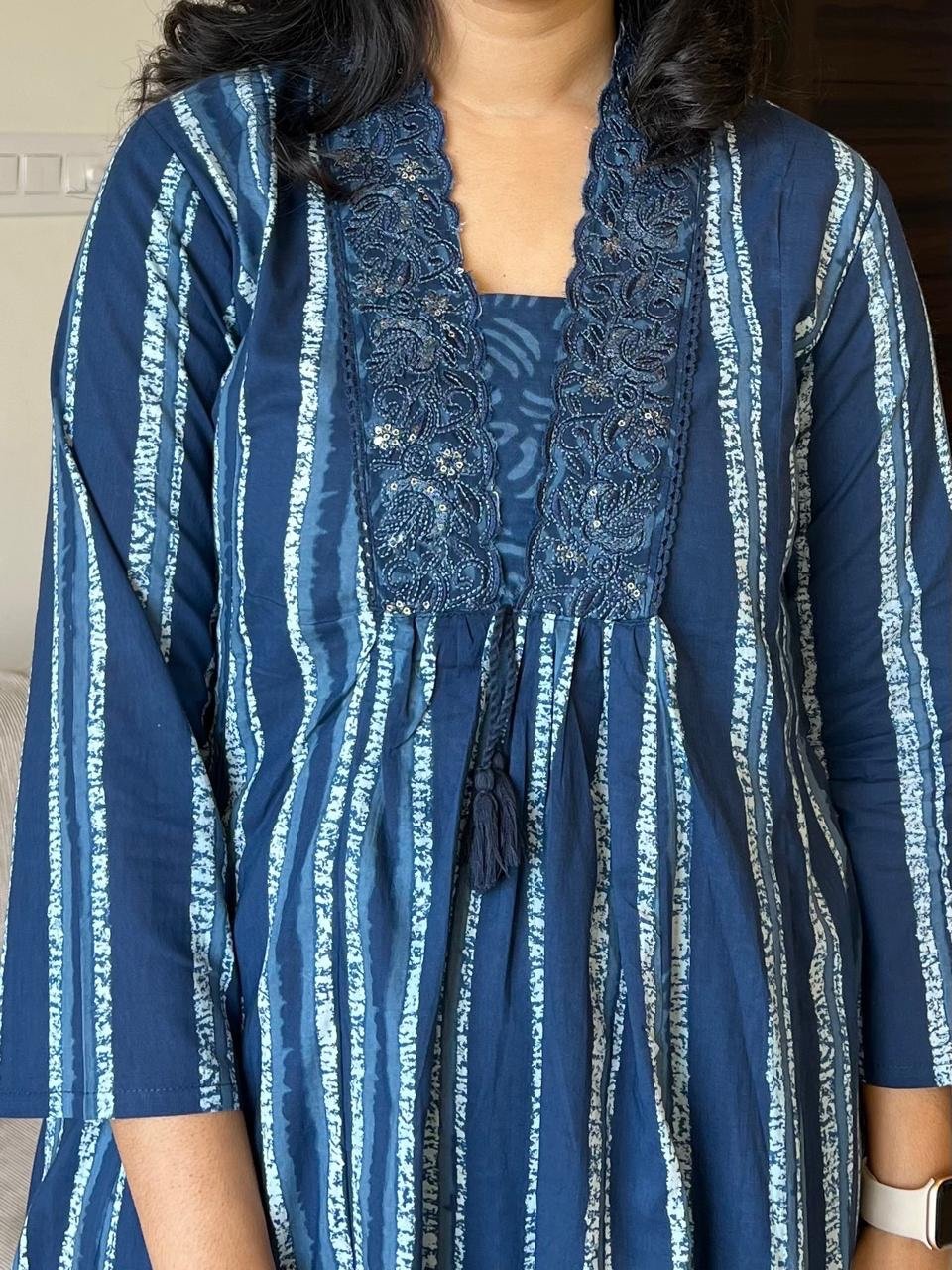 Indigo Flared Mix Print Cotton Set - Image 5