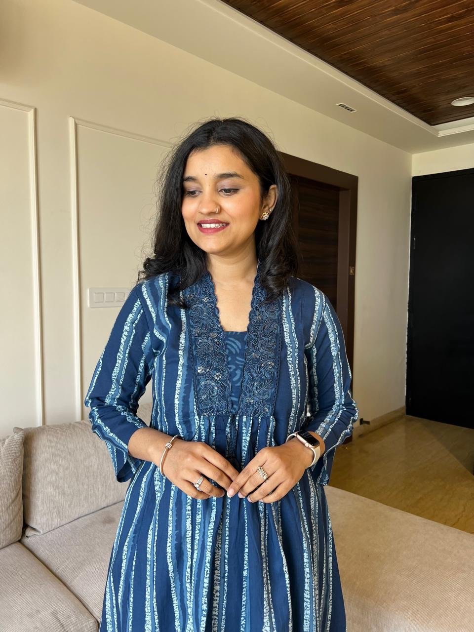 Indigo Flared Mix Print Cotton Set - Image 2