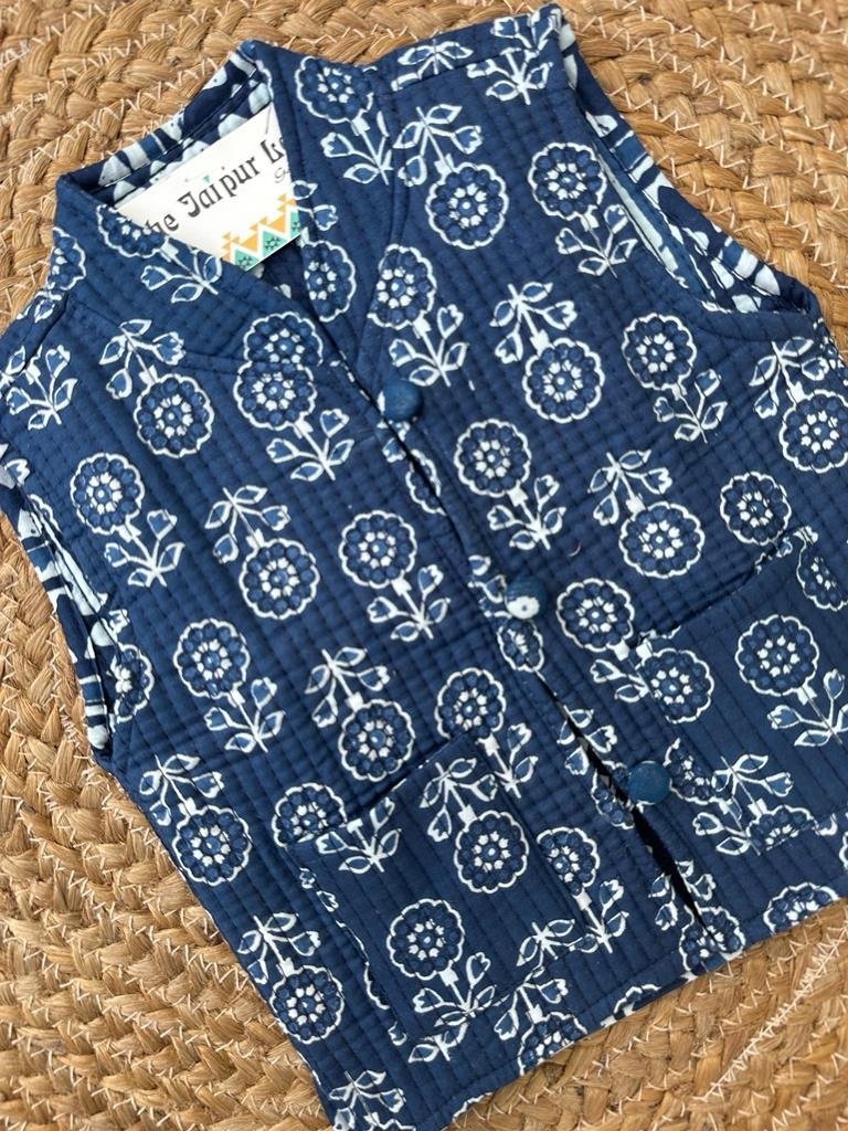 Kids’ Indigo Boota Reversible Quilted Jacket - Image 4
