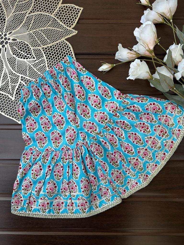 Mughal Bel Front Slit Sharara Set - Image 6