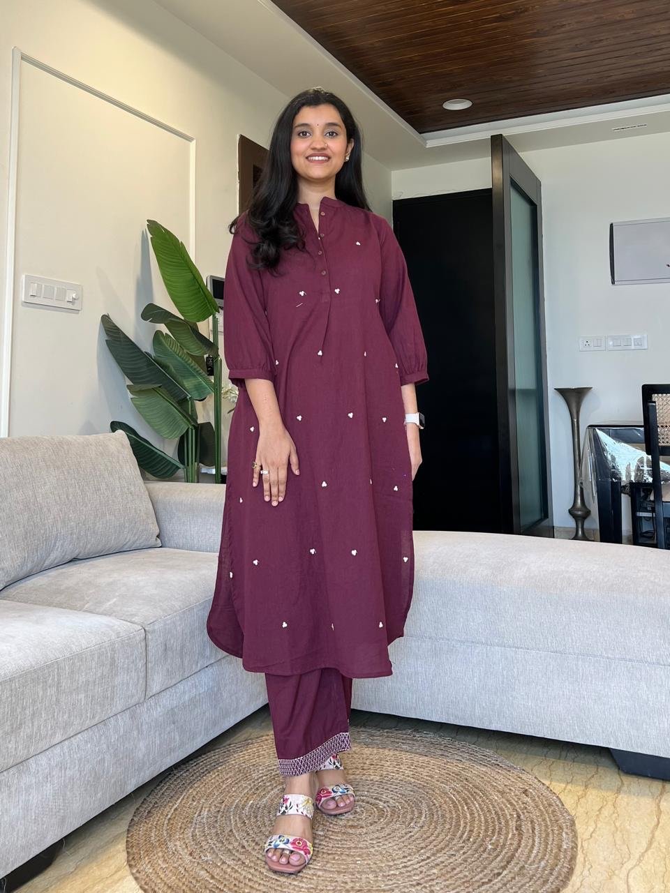 Tasha Minimal Cotton Set- Wine