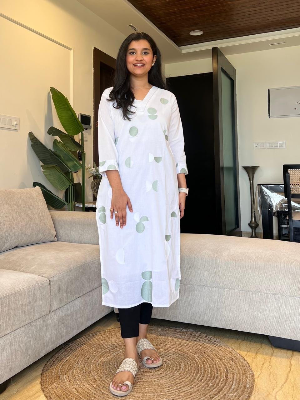 Jinni Premium Cotton Kurta- White