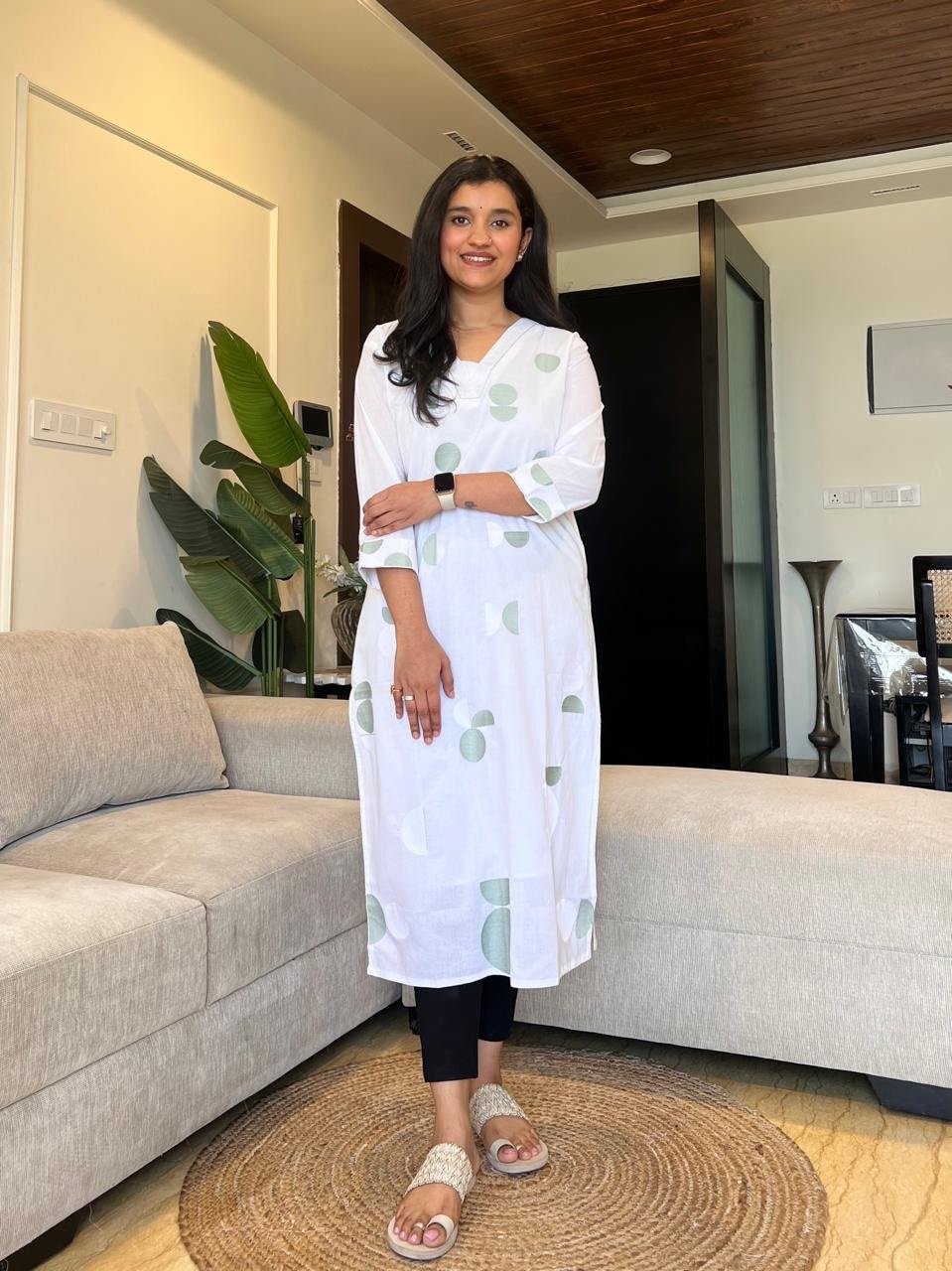 Jinni Premium Cotton Kurta- White - Image 3