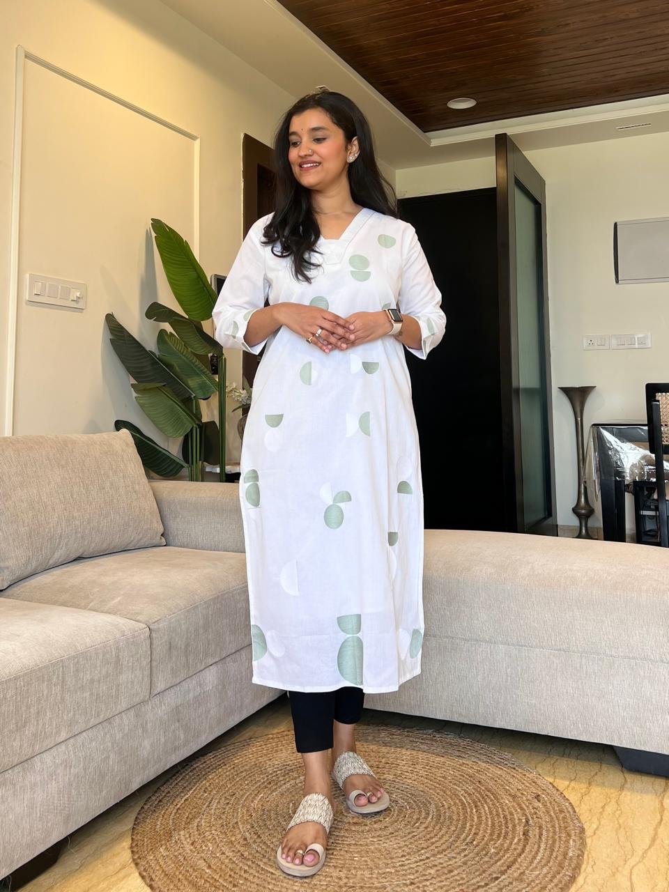 Jinni Premium Cotton Kurta- White - Image 2