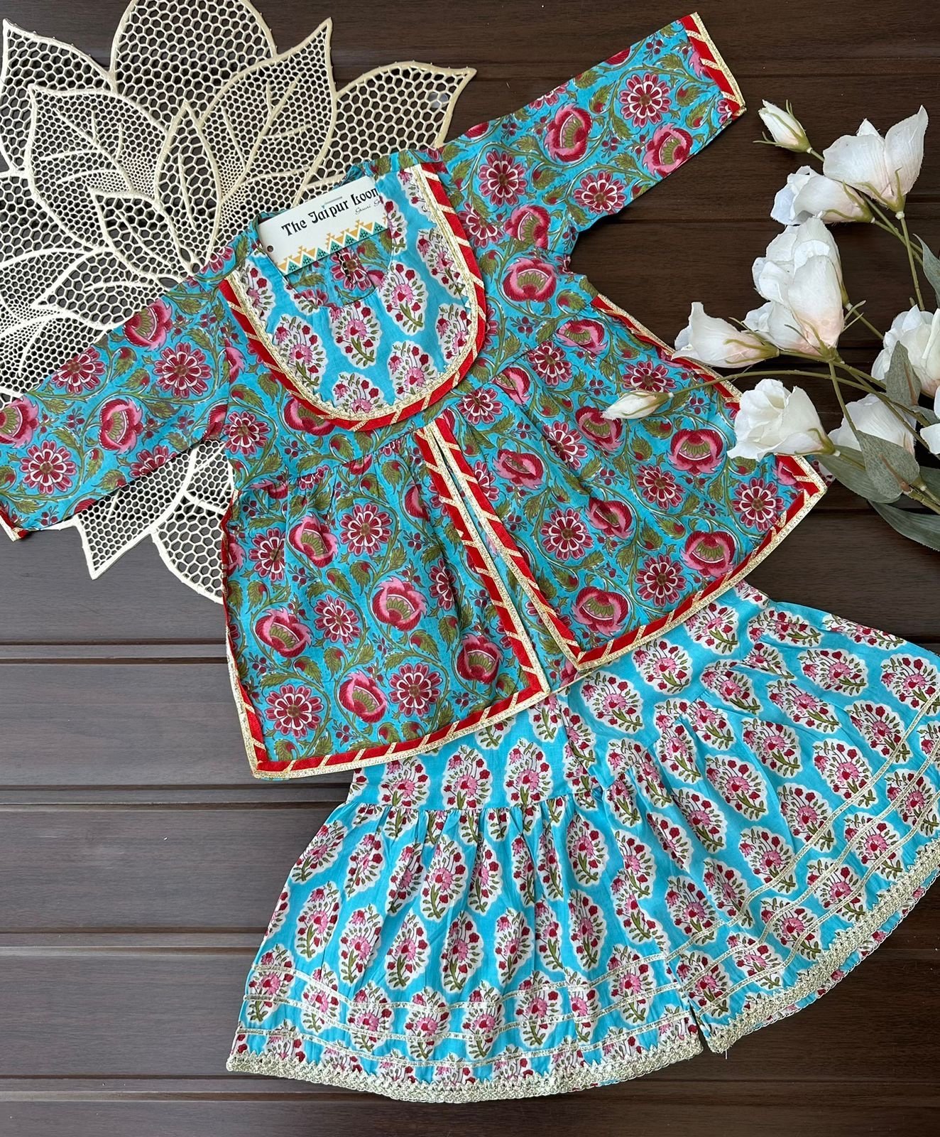 Mughal Bel Front Slit Sharara Set