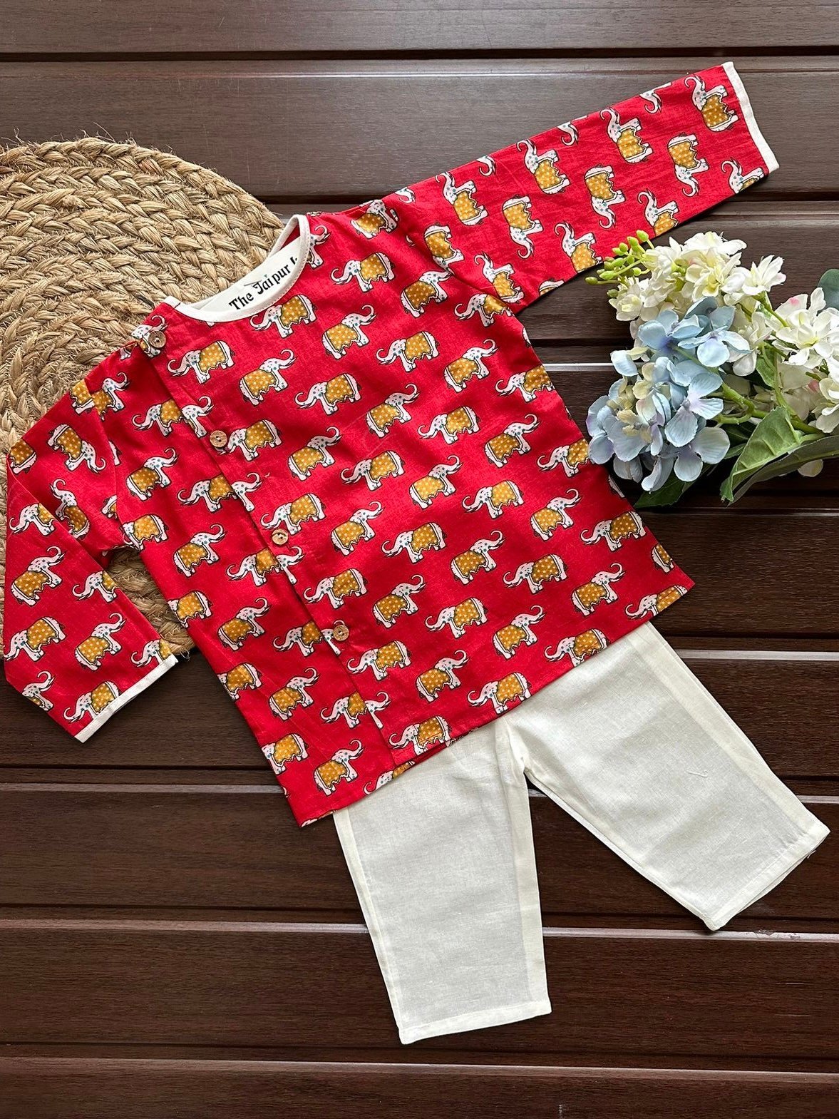 Elephant Parade Off Centre Kurta Set