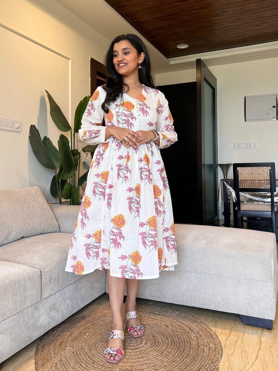Parisha Boota Cotton Dress- Mix Florals - Image 3