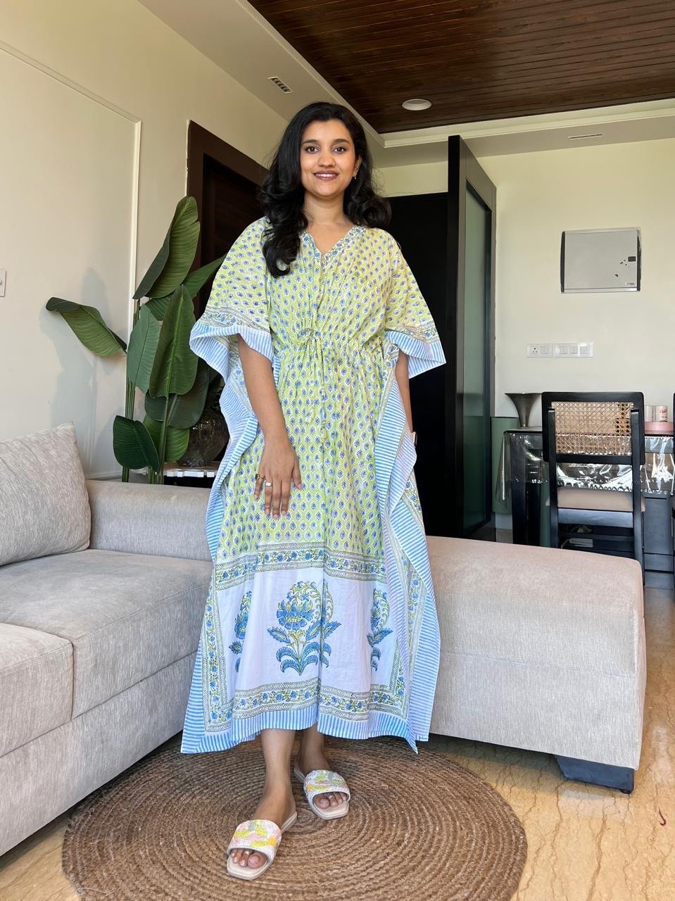 Zura Block Print Kaftan- Fresh Bootas