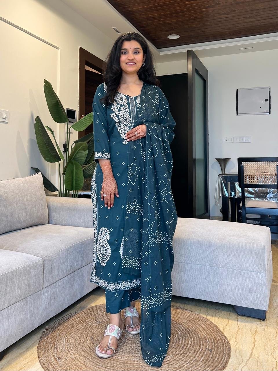 Zarna Embroidered Premium Cotton Set- Blue