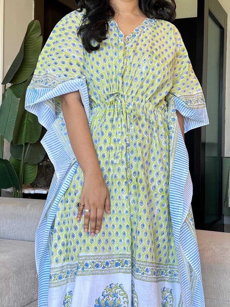 Zura Block Print Kaftan- Fresh Bootas - Image 3