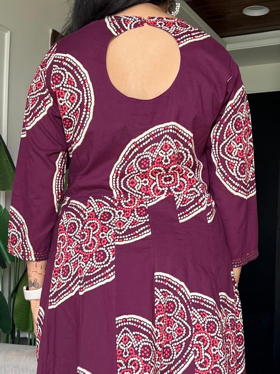 Raga Crushed Dupatta Anarkali Set- Wine - Image 6