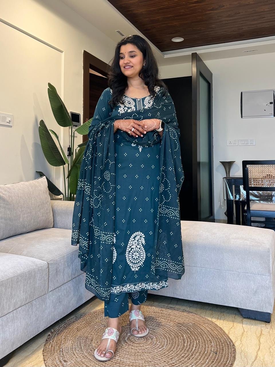 Zarna Embroidered Premium Cotton Set- Blue - Image 2