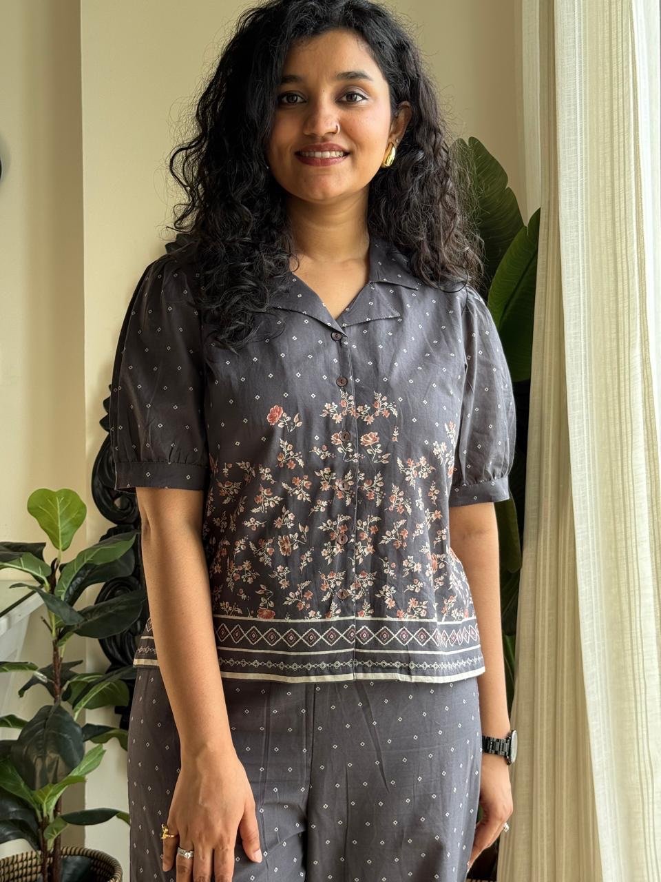 Laila Cropped Shirt Coord Set - Image 2